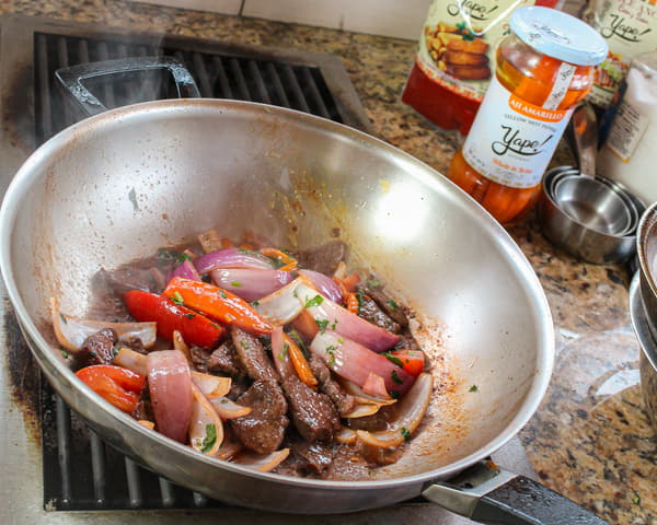 beef and potato stir fry mixed